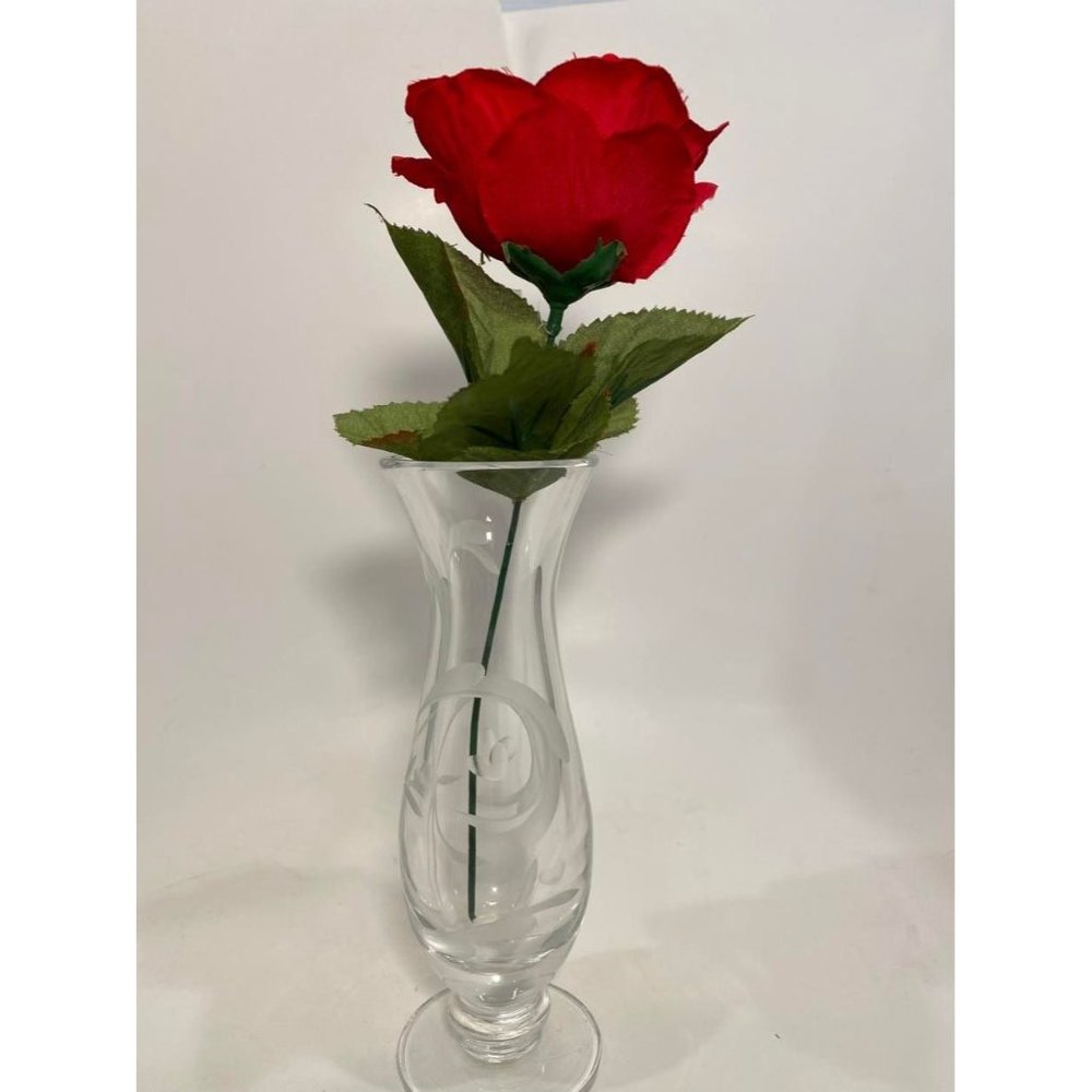 Marquis by Waterford "Yours Truly" Etched Lead Crystal 7"Bud Vase / Poland